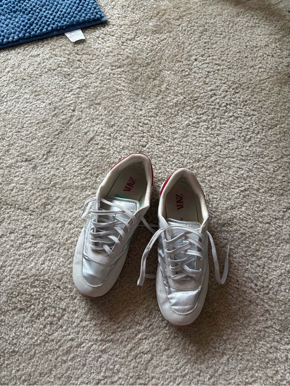 Zara White Sneakers with Pink Heel Accent